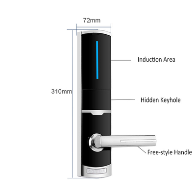 310 * 72mm Sữa kẽm Khách sạn khóa cửa thông minh điện tử với thẻ RFID và chìa khóa cơ khí