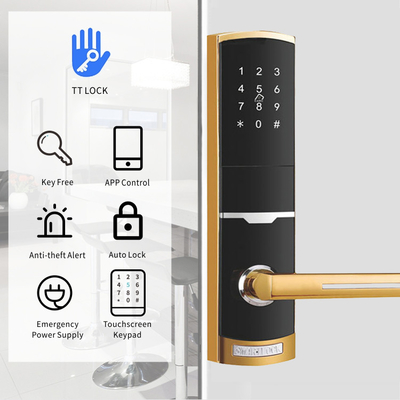 Màu vàng điều khiển từ xa Smart Keypad Door Lock với TTlock ứng dụng Card Key