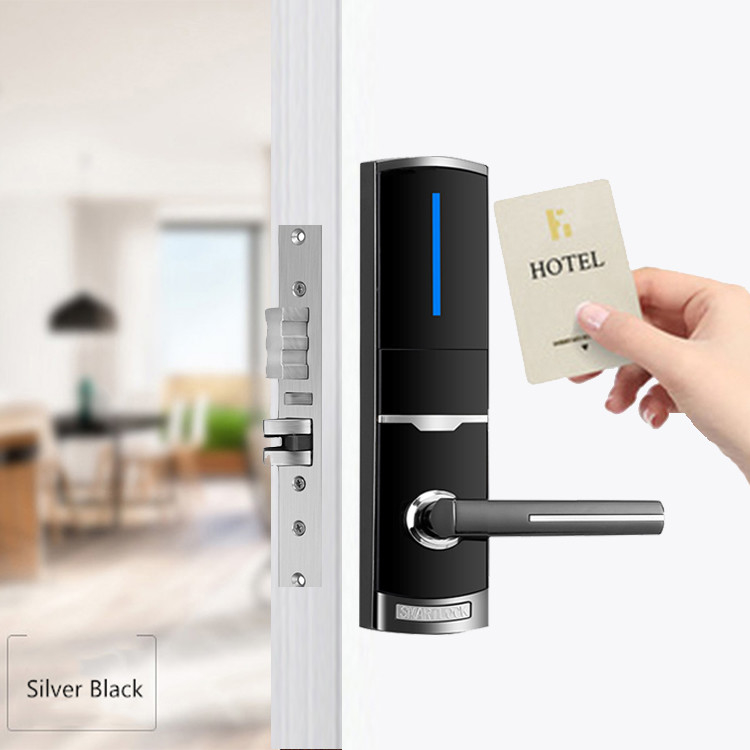 310 * 72mm Sữa kẽm Khách sạn khóa cửa thông minh điện tử với thẻ RFID và chìa khóa cơ khí